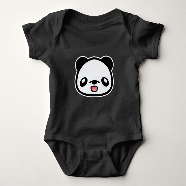 Body Para Bebê Rosto de Urso Panda de Desenho Animado Fofo (Frente)