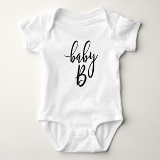 Body Para Bebê Roteiro escrito à mão preto do bebê B