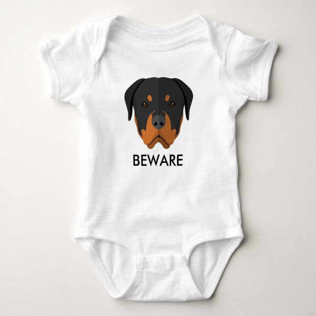 Body Para Bebê Rottweiler Beware (Frente)