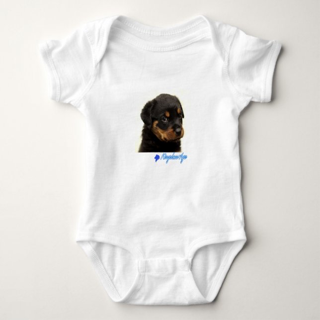 Body Para Bebê Rottweiler PuppyT-Shirt Roupa de bebê rottweiler (Frente)