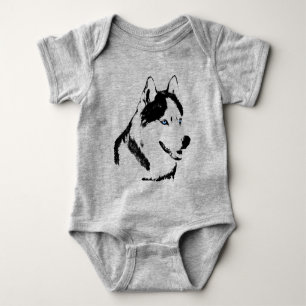 Body Para Bebê Rouco Bebê Bodysuit Baby Siberian Husky - Um peda