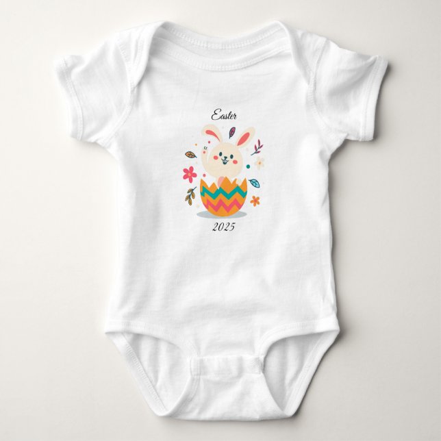 Body Para Bebê Roupa de Bebê Coelhinha Personalizada para Páscoa (Frente)