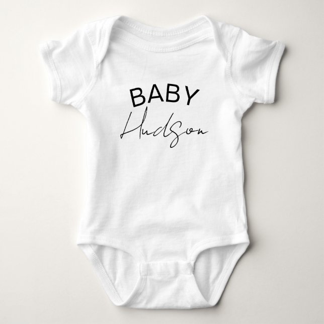 Body Para Bebê Roupa de bebê com nome personalizado, Último Nome  (Frente)
