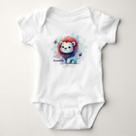 Body Para Bebê Roupa de bebê com um Leão Pequeno em Azul