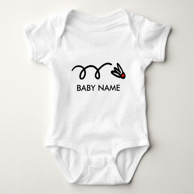 Body Para Bebê Roupa de bebê de badminton com nome personalizado (Frente)