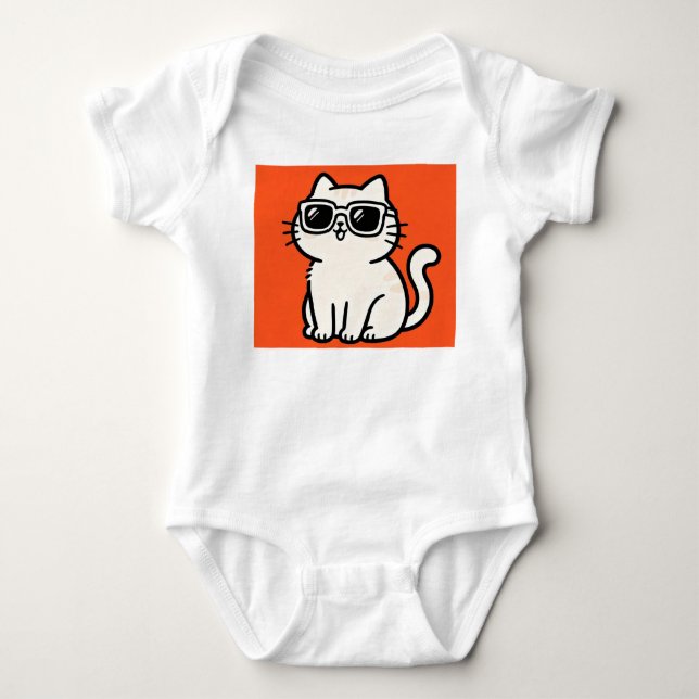 Body Para Bebê roupa de bebê de gato fofo (Frente)