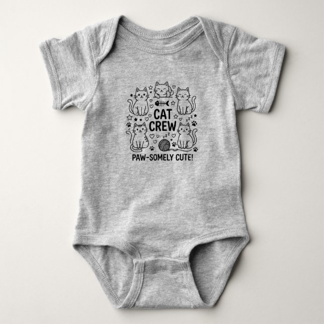 Body Para Bebê Roupa de Bebê do Time de Gatos Fofos da Tripulação (Frente)