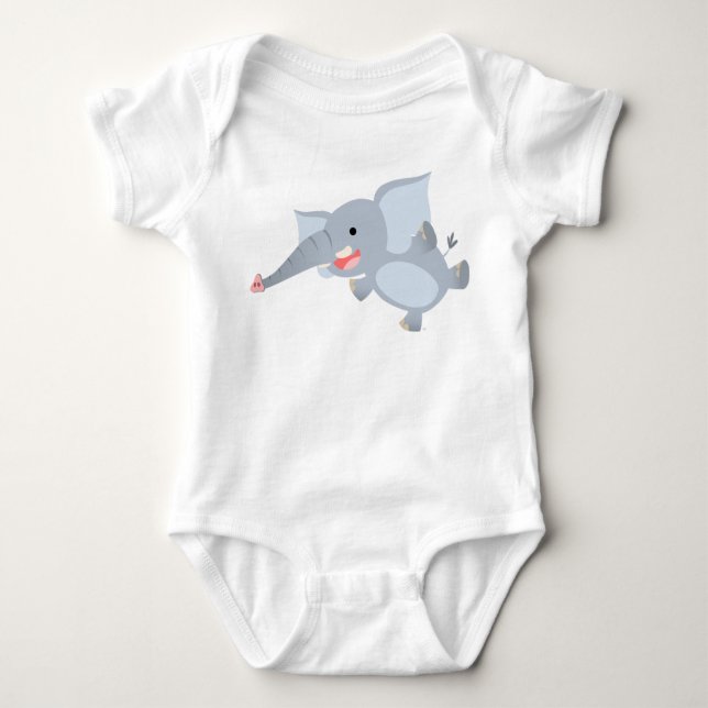 Body Para Bebê Roupa de Bebê Elefante de Cartoon Flutuante (Frente)