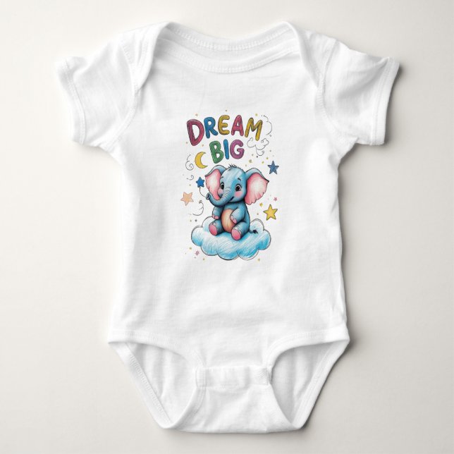 Body Para Bebê Roupa de Bebê Elefante Sonhe Grande (Frente)