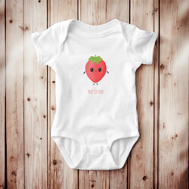 Body Para Bebê Roupa de Bebê Fofa com Nome Personalizado Morango (Criador carregado)