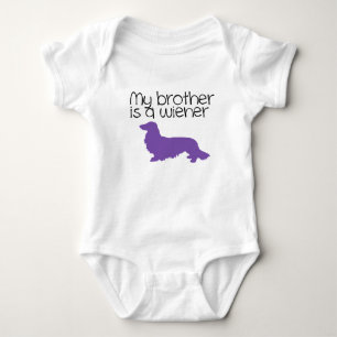 Body Para Bebê Roupa de bebê 'Meu irmão é um cachorro salsicha de