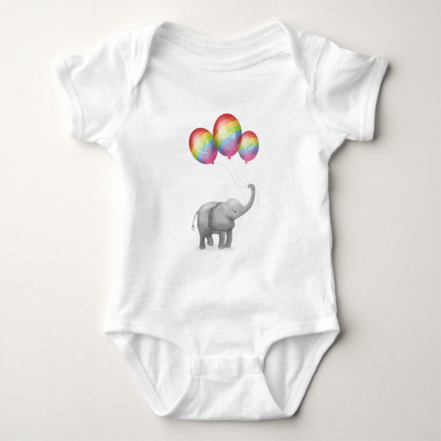 Body Para Bebê Roupa de bebê personalizada de elefante giro (arco (Frente)
