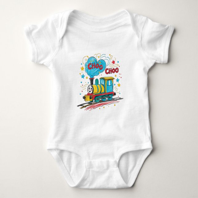 Body Para Bebê Roupa de Bebê Trem de Brinquedo Choo Choo (Frente)
