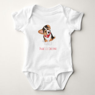 Body Para Bebê Roupa de Natal de 1 rua de cachorrinho de Corgi