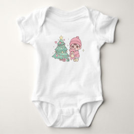 Body Para Bebê Roupa de Natal Kawaii Fofa Criança e Ursinho Bebê