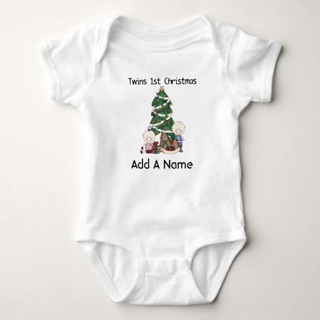 Body Para Bebê Roupa de Natal Personalizada Gêmea 1rua (Frente)