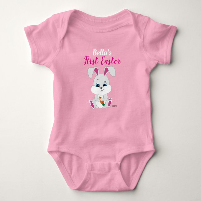 Body Para Bebê Roupa de páscoa com coelho bonito para bebê (Frente)