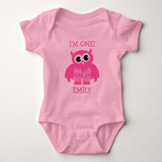 Body Para Bebê Roupa de primeiro aniversario rosa para bebê (Frente)