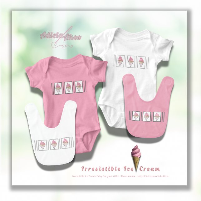 Body Para Bebê Roupa de Sorvete irresistível por Adiela Akoo (Irresistible IceCream Baby Bodysuits n Bibs by Poet Adiela Akoo. SHOP MY STORE NOW 4 fab baby finds!)