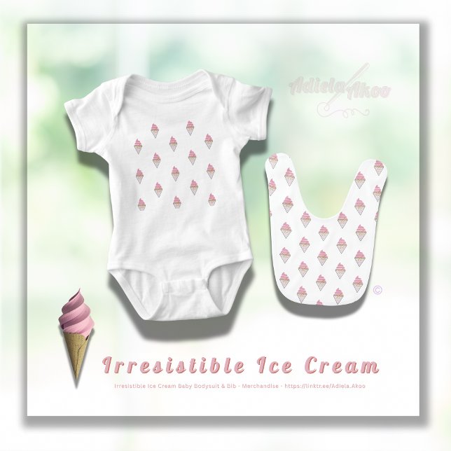 Body Para Bebê Roupa de Sorvete irresistível por Adiela Akoo (Irresistible IceCream Baby Bodysuit & Bib by Poet Adiela Akoo. SHOP my store for more fab baby finds)