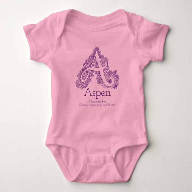 Body Para Bebê Roupa dos bebés do nome e do significado de Aspen (Frente)