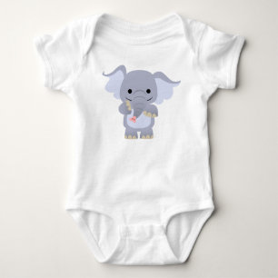 Body Para Bebê Roupa feliz do bebê do elefante dos desenhos