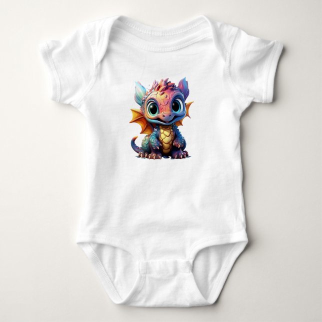 Body Para Bebê roupa interior para crianças dragão engraçado (Frente)
