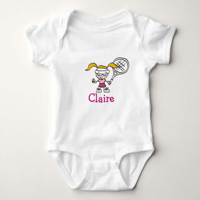 Body Para Bebê Roupa personalizada para bebês com desenho de têni (Frente)