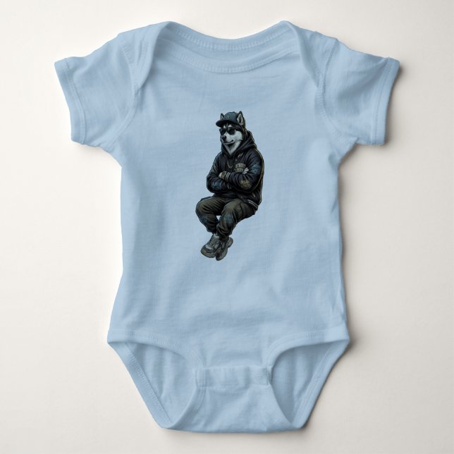 Body Para Bebê roupa urbana de lobo (Frente)