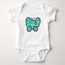 Roupas de Bebê com Arte Kawaii de Borboleta Azul C
