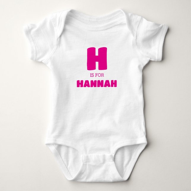 Body Para Bebê Roupas de bebê com letra H, body com nome do bebê  (Frente)