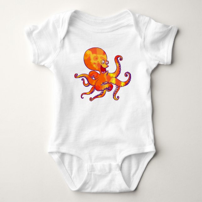 Body Para Bebê Roupas de Bebê com Polvo de Desenho Animado Divert (Frente)