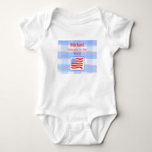 Body Para Bebê Roupas de Bebê com Xadrez Azul e Bandeira dos EUA