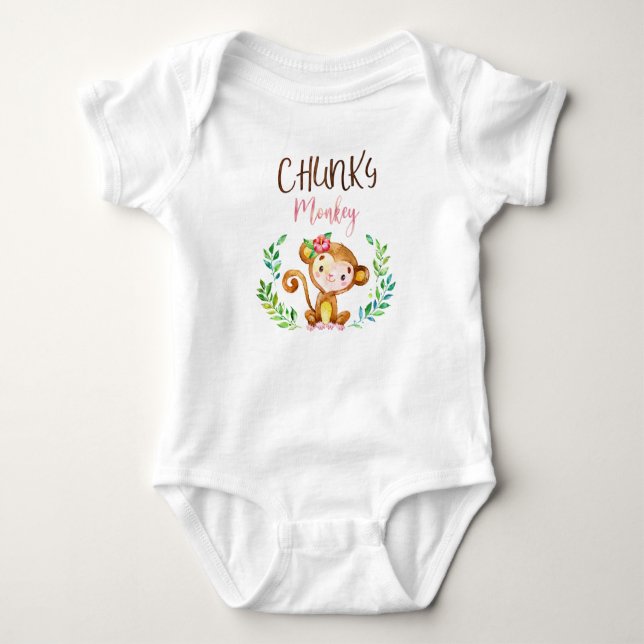 Body Para Bebê Roupas De Bebê De Macaco Chunky, Bebê Macaco (Frente)