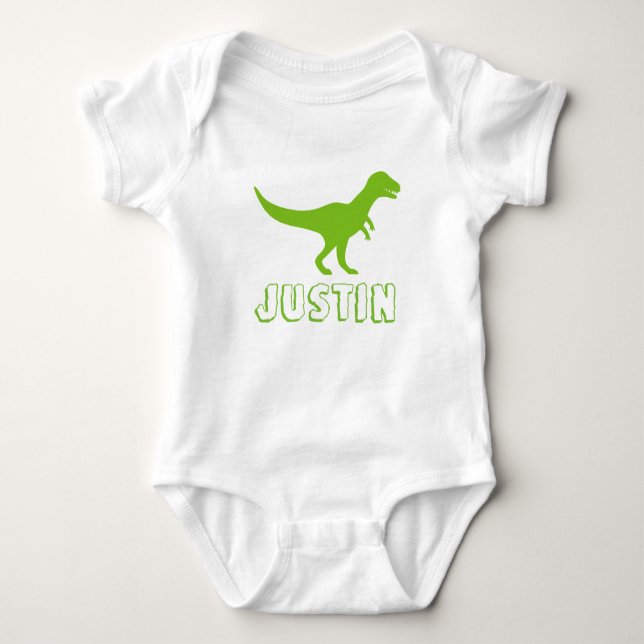 Body Para Bebê Roupas de bebê dinossauros personalizadas com o no (Frente)