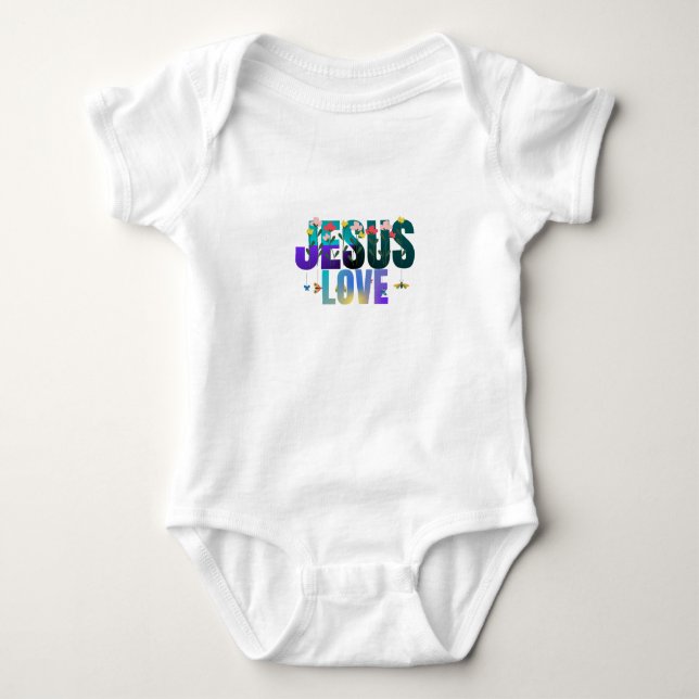 Body Para Bebê roupas de bebê jesus ama  (Frente)