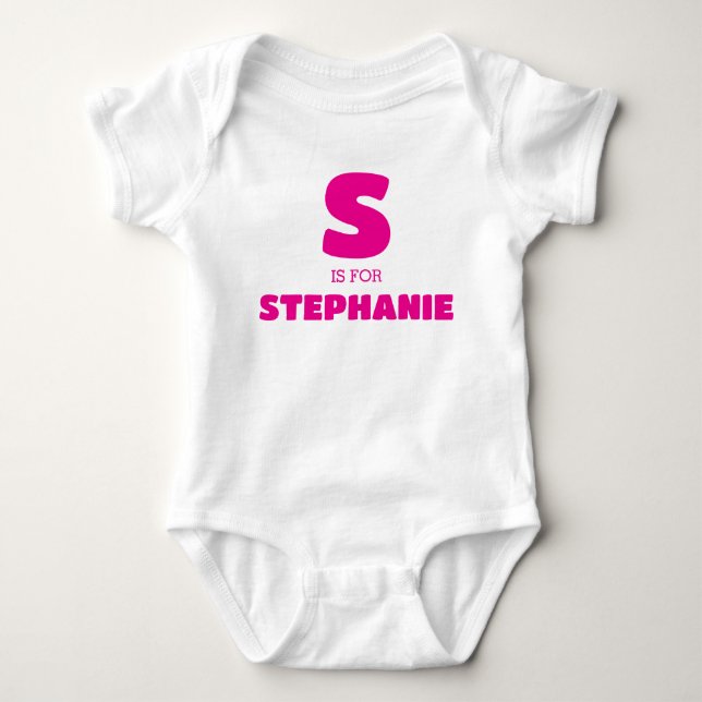 Body Para Bebê Roupas de Bebê Letra S, Body Nome do Bebê  (Frente)