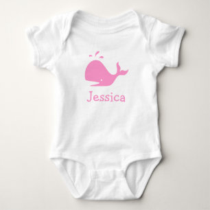 Body Para Bebê Roupas de bebês de baleia rosa   Personalizável