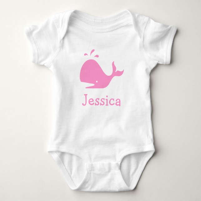 Body Para Bebê Roupas de bebês de baleia rosa | Personalizável (Frente)