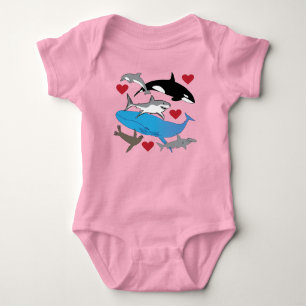 Body Para Bebê Roupas de bebês, uma peça, vida marinha