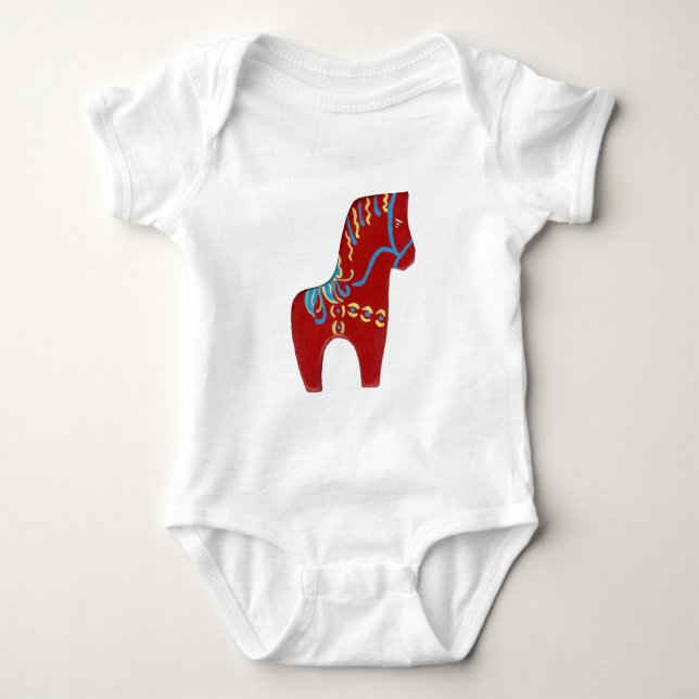 Body Para Bebê Roupas Red Dala Horse (Frente)