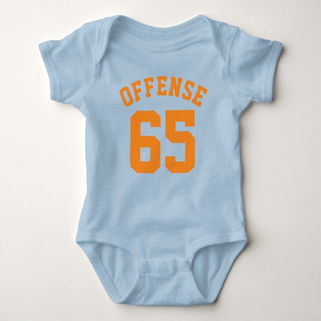 Body Para Bebê Royal Blue & Orange Baby | Design de Sports Jersey (Frente)