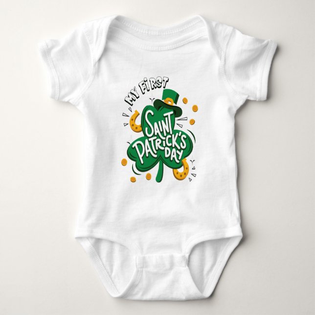 Body Para Bebê Rua, 1º Bebê do Clover do Dia de Patrick (Frente)