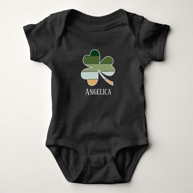 Body Para Bebê Rua criança. Dia de Patrick, Lucky Irish Shamrock (Frente)