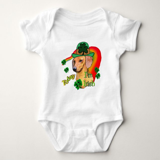 Body Para Bebê Rua, Dia de Patrick Dachshund (Frente)