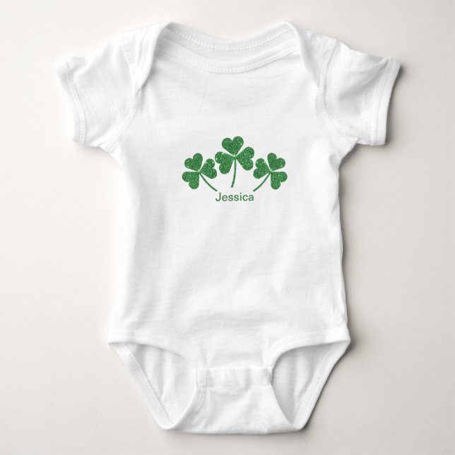 Body Para Bebê Rua. Dia de Patrick, Shamrock Verde Vine Irish Par (Frente)