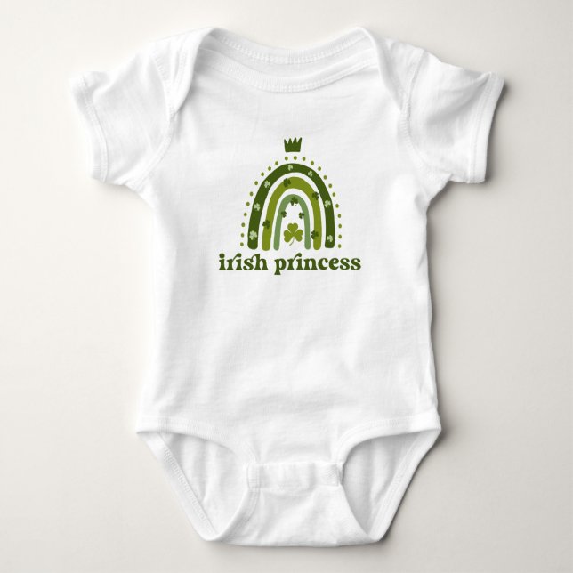 Body Para Bebê Rua princesa irlandesa. Boho Verde Dia de Patrick  (Frente)
