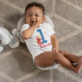 Body Para Bebê Rua Sésamo | Elmo - primeiro aniversario arco-íris