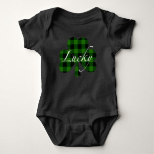 Body Para Bebê Ruas Sortudas, o Shamrocks da Patty xadrez verde