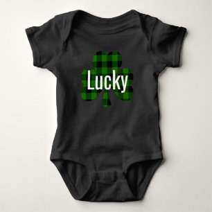 Body Para Bebê Ruas Sortudas, o Shamrocks da Patty xadrez verde